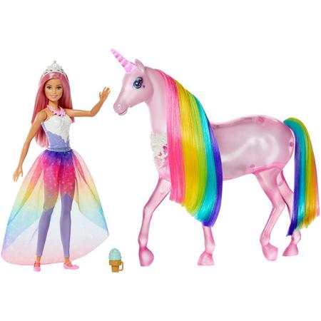 Barbie Dreamtopia Eenhoorn met Prinsessenpop - Barbiepop