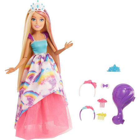 Barbie Dreamtopia met Magisch Haar Prinses Blond 43 cm - Barbiepop