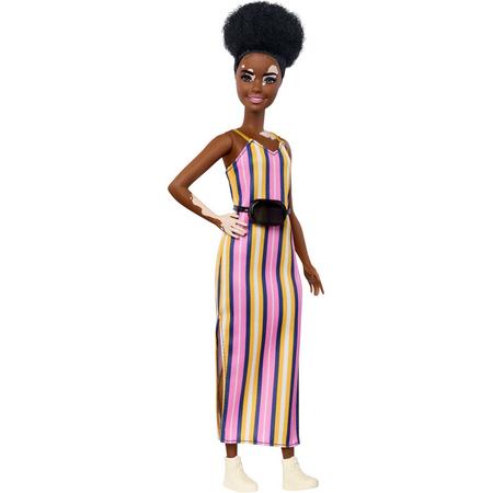 Barbie Fashionistas pop in gestreepte jurk - Barbiepop