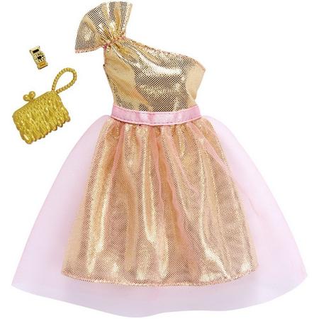 Barbie Kledingset gouden jurk met tasje en armband