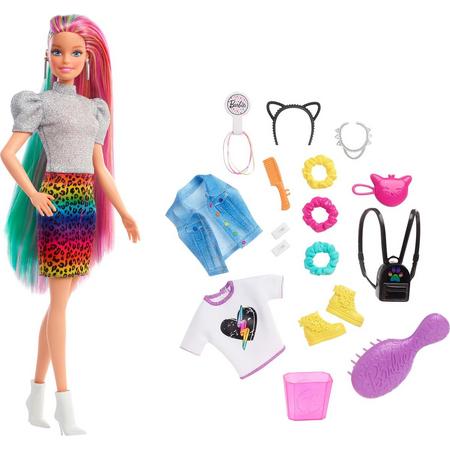 Barbie Leopard Regenbooghaar Pop - Modepop