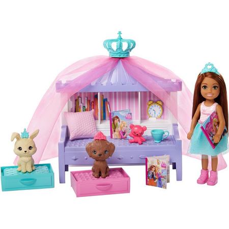 Barbie Princess Adventure Chelsea Pop en Prinsessenspeelset, voor Kinderen van 3 - 7 Jaar