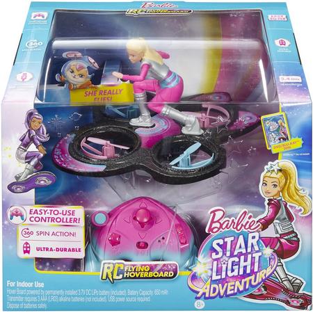 Barbie Star Light Avontuur RC Hoverboard - Barbiepop met Drone
