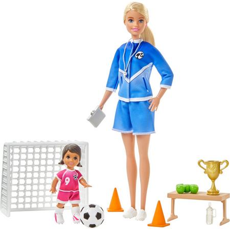 Barbie Voetbalcoach Poppen en Speelset - Barbiepop