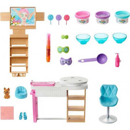 Barbie® Gezichtsmasker Spadagje Speelset, blonde Barbie pop, speelgoedvormen en -deeg