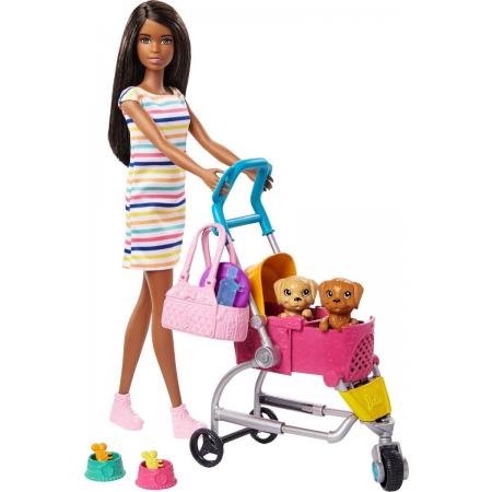 Barbie® Loop en Speel Pups™ Speelset met Barbie® Pop, 2 Puppys en Hondenbuggy