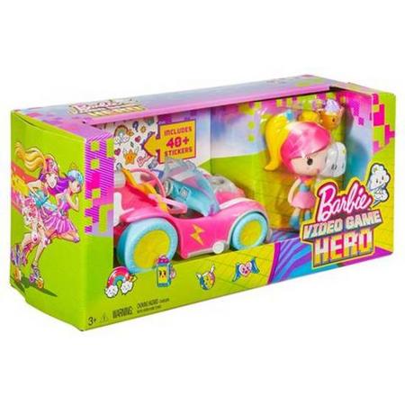 Roze Barbie Video Game Auto met figuur 16x35cm