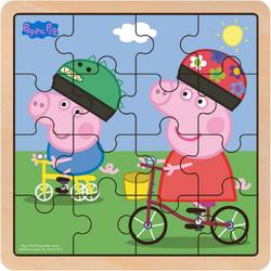 Peppa Pig Houten puzzel - Fietstocht - 16 stukjes - Peuter