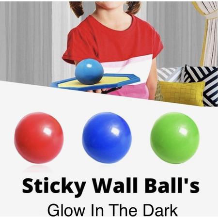 Bascessoires Sticky Wall Balls Glow In The Dark - Set van 3 - Sticky Balls - TikTok - Snapchat - Plafond - Stressbal - Lichtgevend In Het Donker