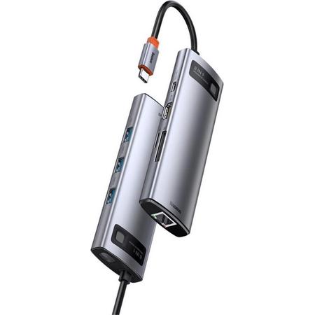 BASEUS 8 in 1 Multifunctionele USB-C HUB - Grey