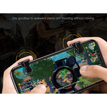 Baseus 1 Paar Mobiele Telefoon Gaming Trigger voor Survival Telefoon Games Zoals Fortnite, Call Of Duty En Meerdere One Person Shooting Games - Fire Knop Doel Sleutel L1 R1 shooter Controller - Zwart
