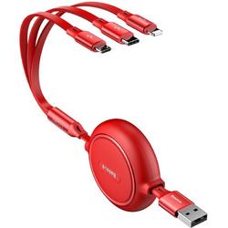 Baseus Golden USB naar Lightning/USB-C/Micro USB Kabel 3.5A 1.2M Rood
