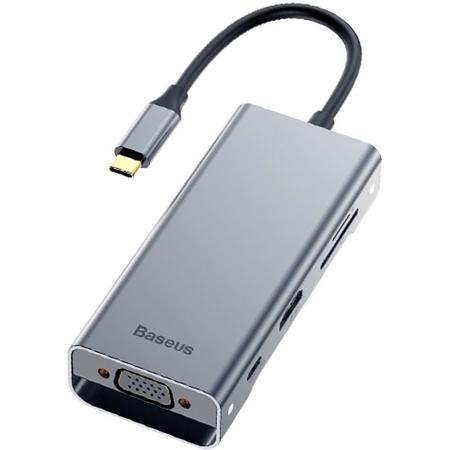 Macbook Adapter USB-C naar 3XUSB3.0 / 1X HDMI (4K) / 1X USB-C Female / 1X VGA / 1X TF/SD