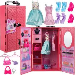 Speelgoed Fashion Kledingkast voor Poppen - Roze - schoenen - Kleding - Tas - Barbie - Kinderen - 3 jaar - Gift - Cadeau