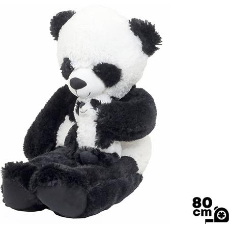 Knuffel Panda & Baby - 100% Polyester - 80 cm