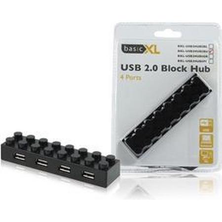 Basic XL, USB 2.0 Block Hub (Zwart)