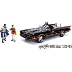 1966 Batmobile met Batman & Robin figuren - Inclusief verlichting (Zwart) 1/18 Jada - Modelauto - Schaalmodel - Model auto - Miniatuurautos - Miniatuur auto
