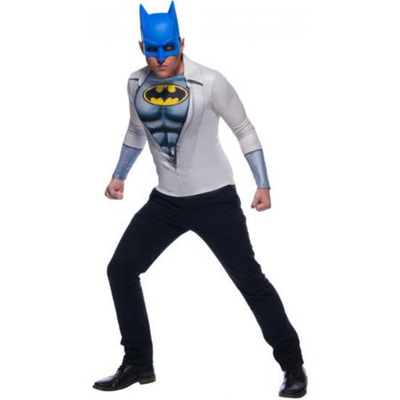 Batman™ t-shirt met blauw masker voor volwassenen - Verkleedkleding