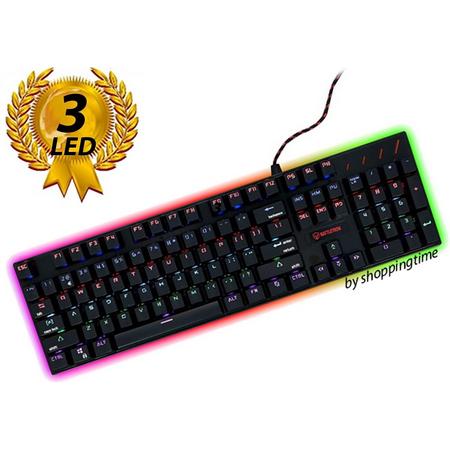 Battletron Gaming toetsenbord - mechanisch game keyboard - Qwerty Led RGB verlichting - Led Coloring Toetsen Bord - 104 keys - Zwart