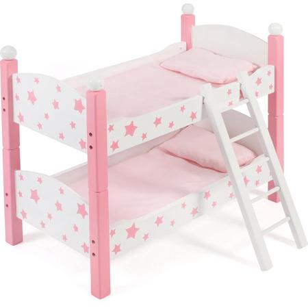 Bayer Chic 2000 - Houten Poppen Stapelbed - Pink Stars