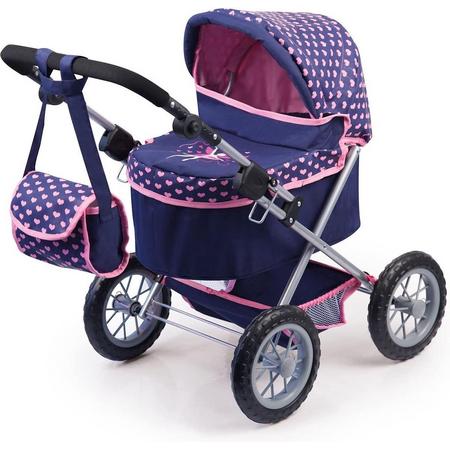 Bayer Design - Poppenwagen - Speelwagen voor poppen - Poppenwagen in donkerblauw/roze