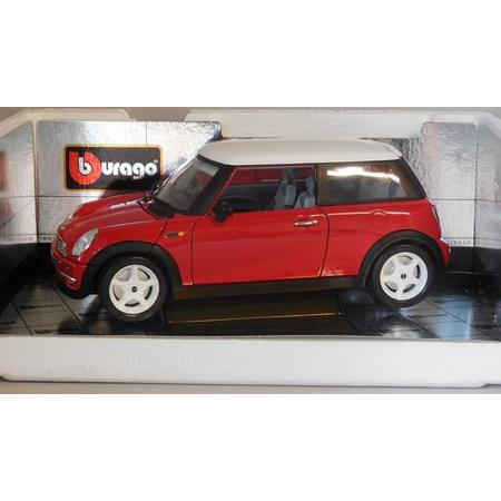 Mini Cooper 2000 1:18 Bburago Rood / Wit 3379