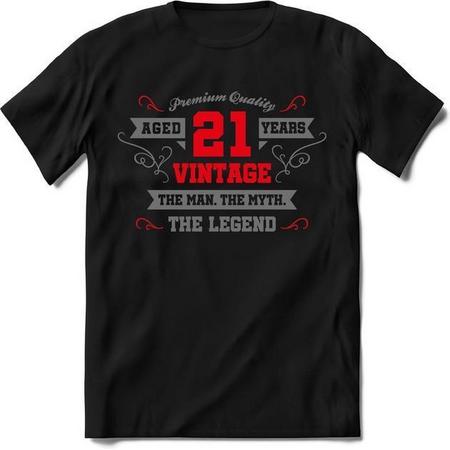 21 Jaar Legend - Feest kado T-Shirt Heren / Dames - Zilver / Rood - Perfect Verjaardag Cadeau Shirt - grappige Spreuken, Zinnen en Teksten.