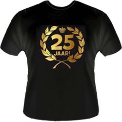 Funny zwart shirt. Gouden Krans T-Shirt - 25 jaar - Maat S
