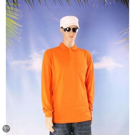 Oranje polo t-shirt met lange mouw Xl