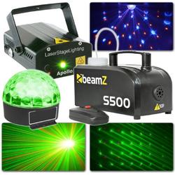 Complete lichtset - BeamZ plug and play lichtset met laser, LED lichteffect en rookmachine voor een geslaagd feest