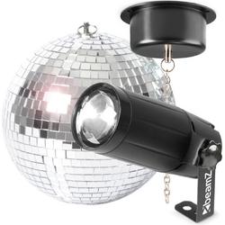 Discobal met verlichting - BeamZ discobol 20cm met spiegelbol motor en LED pinspot