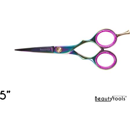 BeautyTools PRO LINE Kappersschaar / Knipschaar Rechtshandig - Rainbow ShortCut (5 Inch) - (RS-1437)