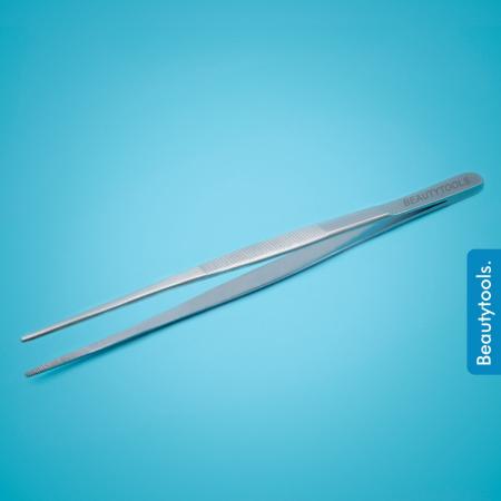 BeautyTools Punt Pincet SOLID-GRIP - Verband Pincet - Wattenpincet Voor Hygiënische Doeleinden - Tweezers met Getande Bek (20.5 cm) - Inox (PT-1741)