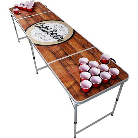 BeerCup Backspin Beer Pong tafelset hout - Beerpong tafel 244 x 76 x 61 cm - inklapbaar - 50 x party bekers