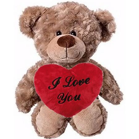Happy Horse Valentijn - knuffelbeer - 35 cm - met rood Love you hartje - 10 cm