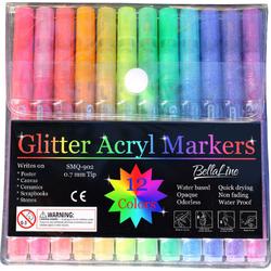 Glitterstiften - BellaLine - Acryl - Marker - Glitter - Stiften - Glitterpennen - Speelgoed - Happy Stones - kleuren - kunstenaar - Kinderen - Verjaardag - Cadeau - Intense kleuren - creatief - Glitterpennen volwassenen - Glitterpennen voor kinderen