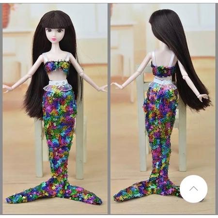 Barbiepop- zeemeermin kleding- gekleurde pailetten zeemeermin jurk- barbiepop speelgoed- zeemeermin jurk- Verpakt- Bellasupplies