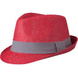 Street style trilby hoedje rood met donkergrijs L/xl (58 cm)