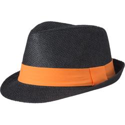 Street style trilby hoedje zwart en oranje L/xl (58 cm)