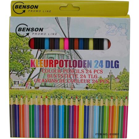 24x Kleurpotloden in verschillende kleuren voor kinderen - Teken/hobby/knutselmateriaal - Tekenen/kleuren met potlood