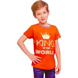Jongens T-shirt - King Of The World - Voor Koningsdag - Holland - Maat: 122/128