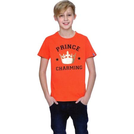 Jongens T-shirt - Prince Charming - Voor Koningsdag - Holland - Maat: 122/128