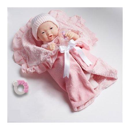 Berenguer Babypoppen La Newborn 39 cm Aziatische Baby Roze met dekentje