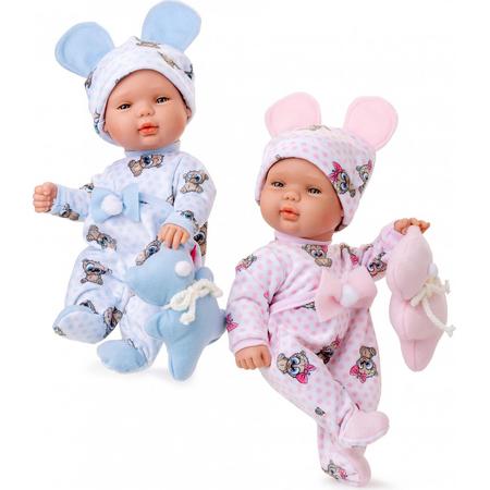 Berjuan Babypop In Pyjama 30 Cm Blauw/roze 6-delig