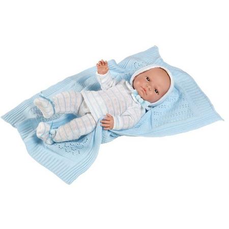 Berjuan Babypop Newborn Met Dekentje 45 Cm Blauw