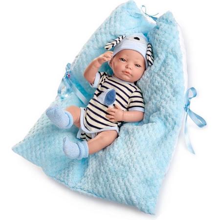 Berjuan Babypop Newborn Special Meisjes 45 Cm Blauw/wit