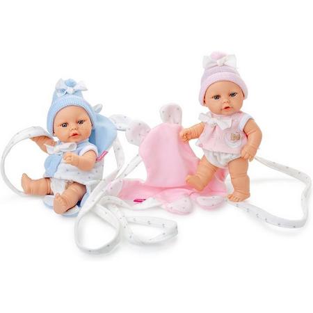 Berjuan Babypoppen Mini 25 Cm Meisjes Roze/blauw 2 Stuks