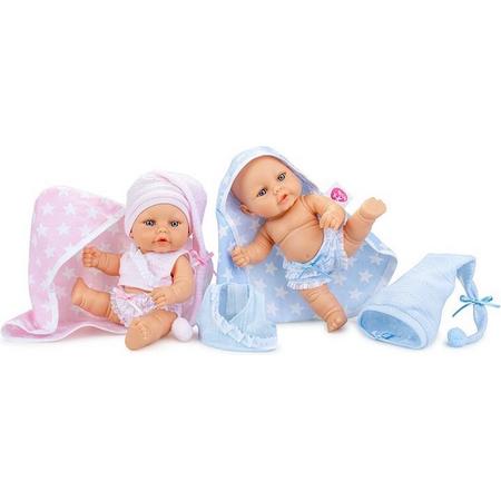 Berjuan Babypoppen Mini Meisjes 25 Cm Roze/blauw 2 Stuks