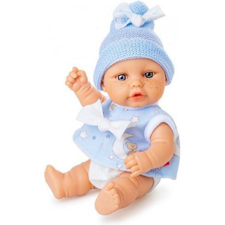 babypop Mini Baby 20 cm meisjes blauw/wit