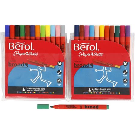 Berol Colourbroad, lijndikte: 1,7 mm, d: 10 mm, kleuren assorti, 24stuks